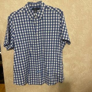 Ralph Lauren Men’s Plus Size Blue and White Gingham Shirt